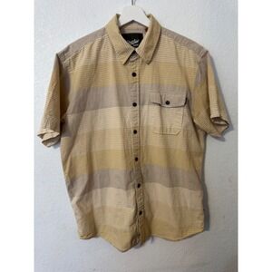 Howler‎ Bros Mens Button Up Short Sleeve Striped Casual Shirt Medium